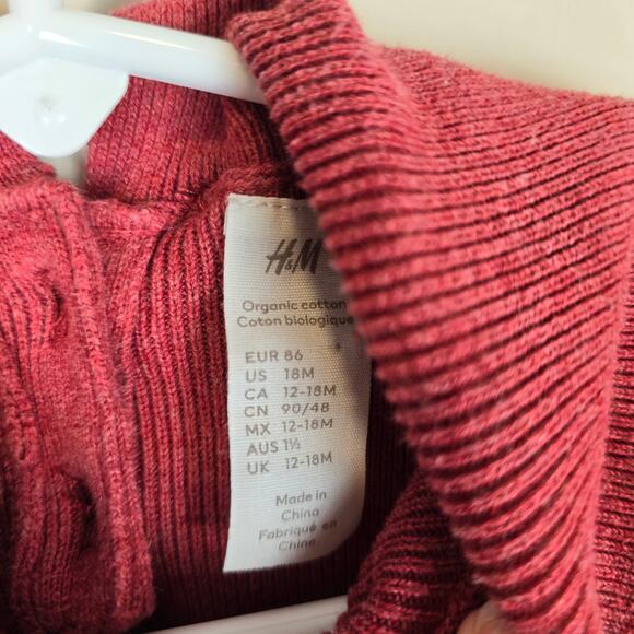 H&M Knit Dress with Bow Collar Red Size 18m Holiday Christmas Sweater - Picture 2 of 3